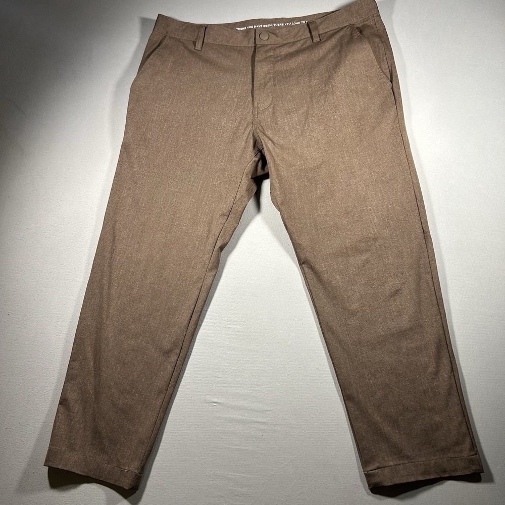 Mens Rhone Commuter Classic Brown Stretch Performance Casual Golf Pants 36x26